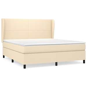 Box spring postel s matrací krémová 180x200 cm textil - obrázek 2
