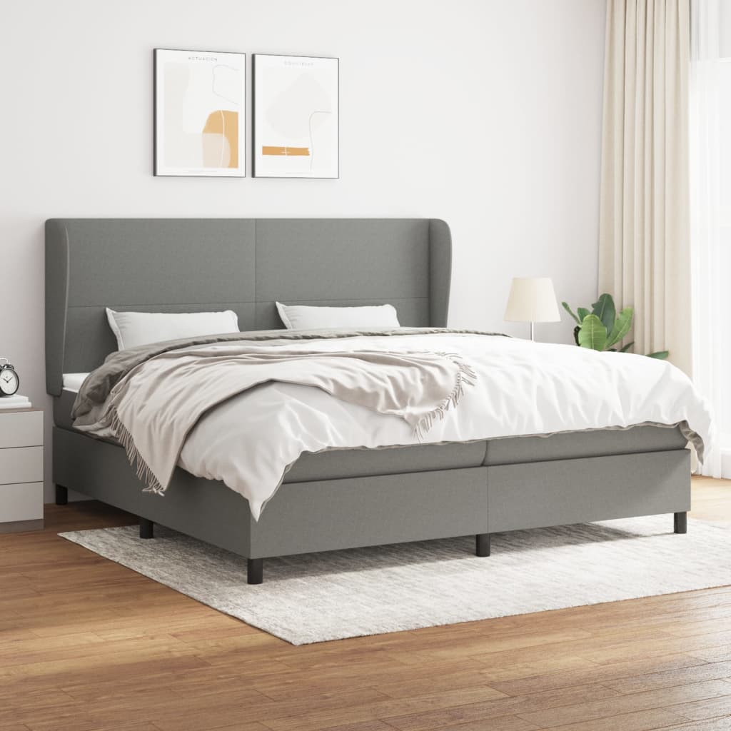 Boxspringbett mit Matratze Dunkelgrau 200×200 cm Stoff