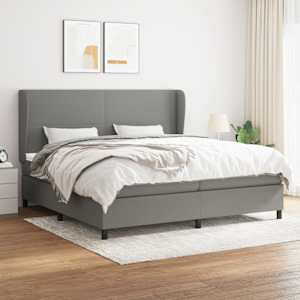 Box spring postel s matrací tmavě šedá 200x200 cm textil - obrázek 1