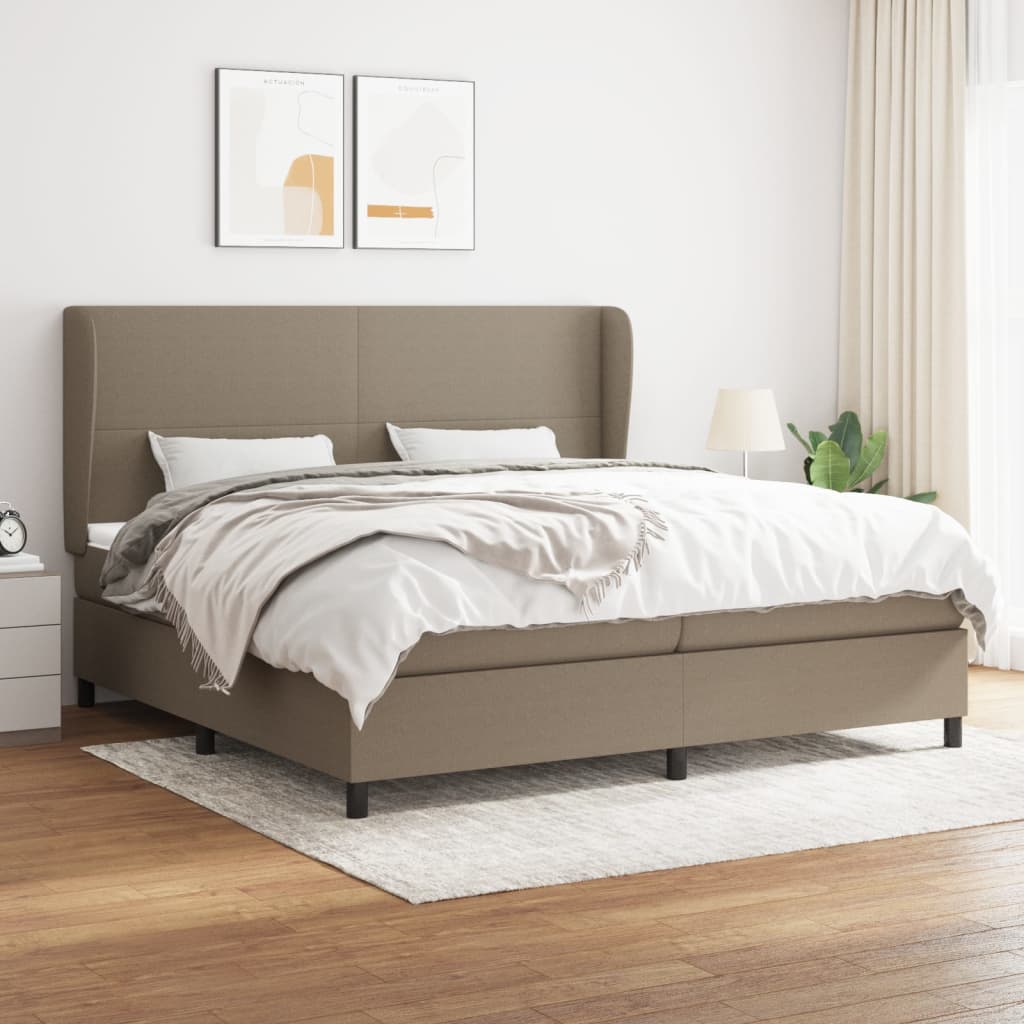 vidaXL Boxspringbett mit Matratze Taupe 200x200 cm Stoff