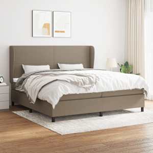 Box spring postel s matrací taupe 200x200 cm textil - obrázek 1