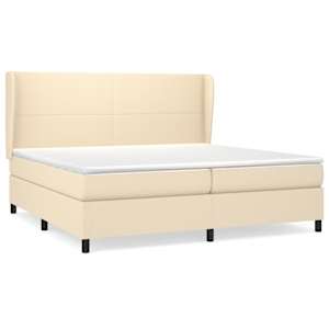 Box spring postel s matrací krémová 200x200 cm textil - obrázek 2