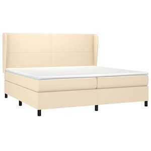 Box spring postel s matrací krémová 200x200 cm textil - obrázek 3