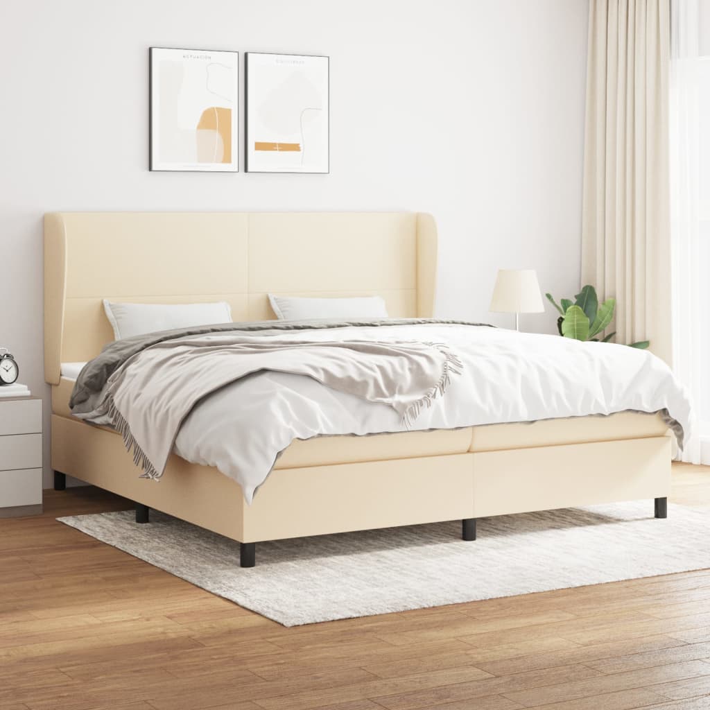 Boxspringbett mit Matratze Creme 200×200 cm Stoff