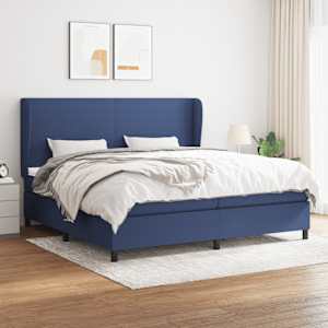 Box spring postel s matrací modrá 200x200 cm textil - obrázek 1