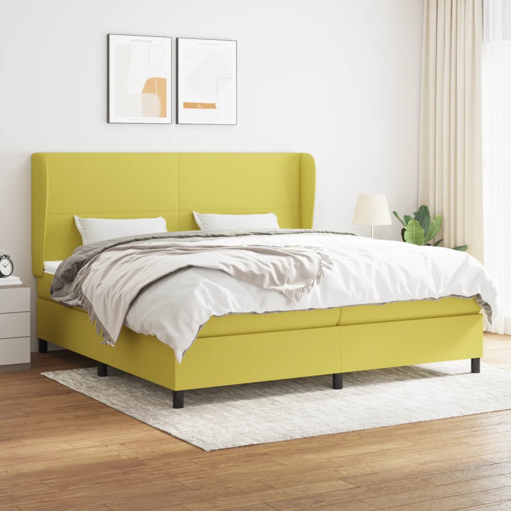 vida XL Boxspringbett mit Matratze Grün 200x 200 cm Stoff