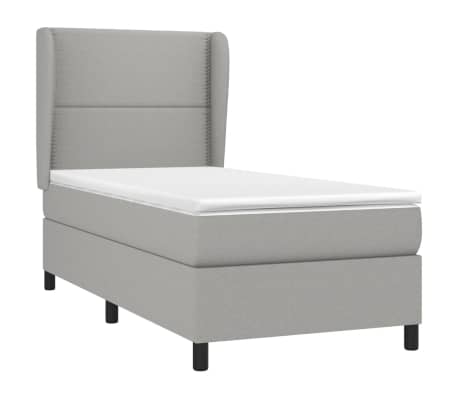 vidaXL atsperu gultas rāmis ar matraci, gai&scaron;i pelēka audums, 80x200 cm