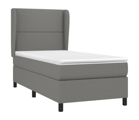 vidaXL Boxspringbett mit Matratze Dunkelgrau 80x200 cm Stoff