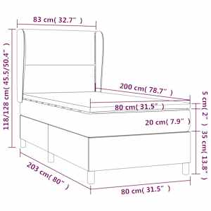 Box spring postel s matrací černá 80 x 200 cm textil - obrázek 7