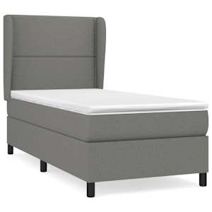 Box spring postel s matrací tmavě šedá 90x190 cm textil - obrázek 2