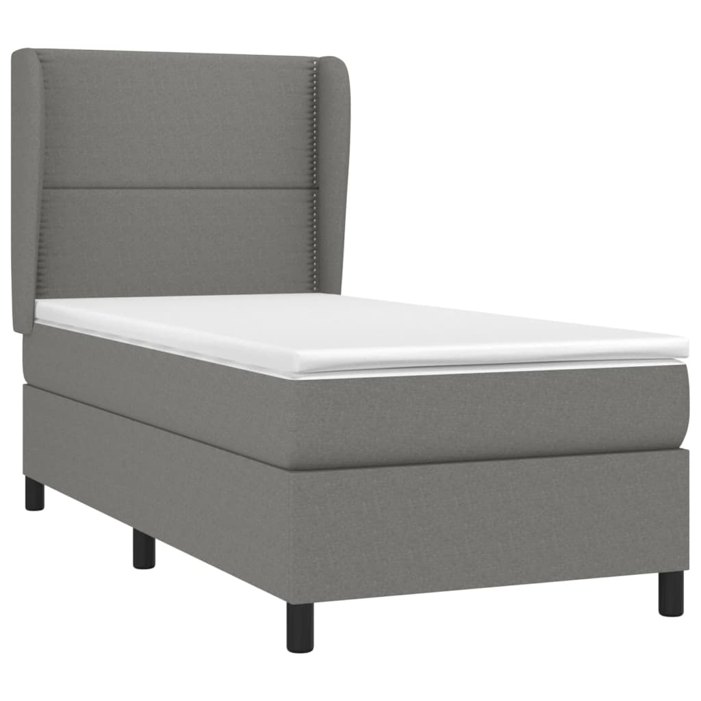 vidaXL Boxspring met matras stof donkergrijs 90x190 cm afbeelding