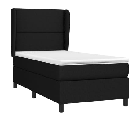 vidaXL Sommier &agrave; lattes de lit avec matelas Noir 90x190 cm Tissu