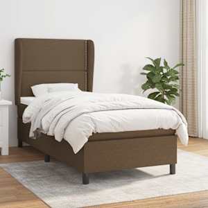 Box spring postel s matrací tmavě hnědá 90x190 cm textil - obrázek 1