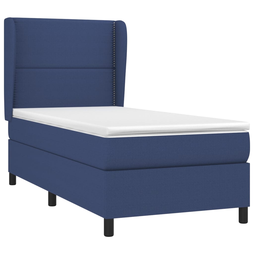 vidaXL Boxspring met matras stof blauw 90x190 cm afbeelding