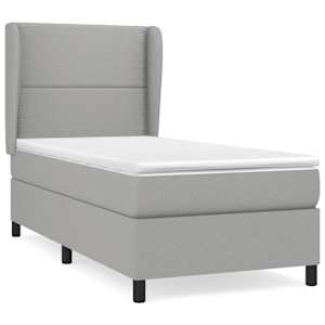 Box spring postel s matrací světle šedý 100 x 200 cm textil - obrázek 2