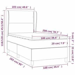 Box spring postel s matrací světle šedý 100 x 200 cm textil - obrázek 7