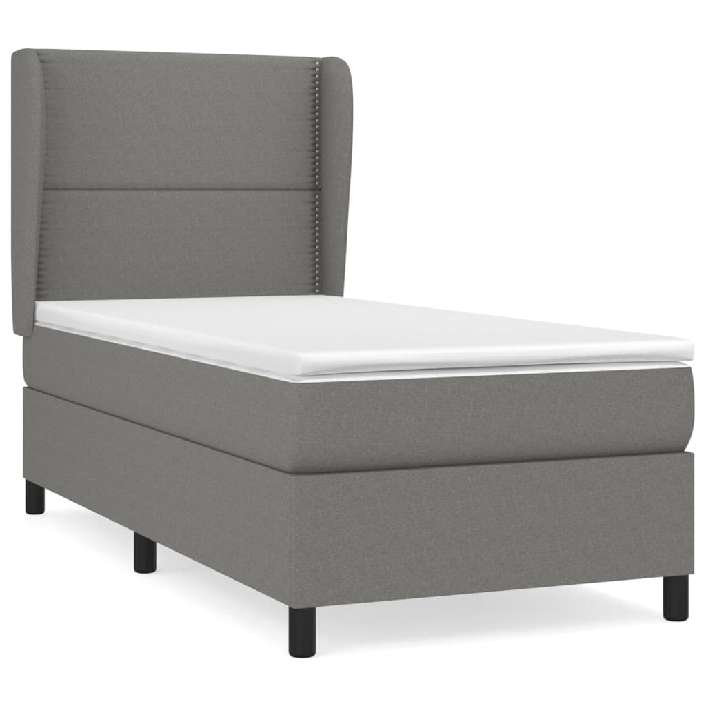 vidaXL Box spring postel s matrací tmavě šedá 100 x 200 cm textil