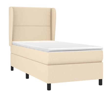 vidaXL Sommier &agrave; lattes de lit avec matelas Cr&egrave;me 100x200 cm Tissu
