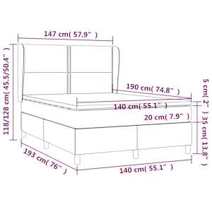 Box spring postel s matrací tmavě šedý 140 x 190 cm textil - obrázek 7