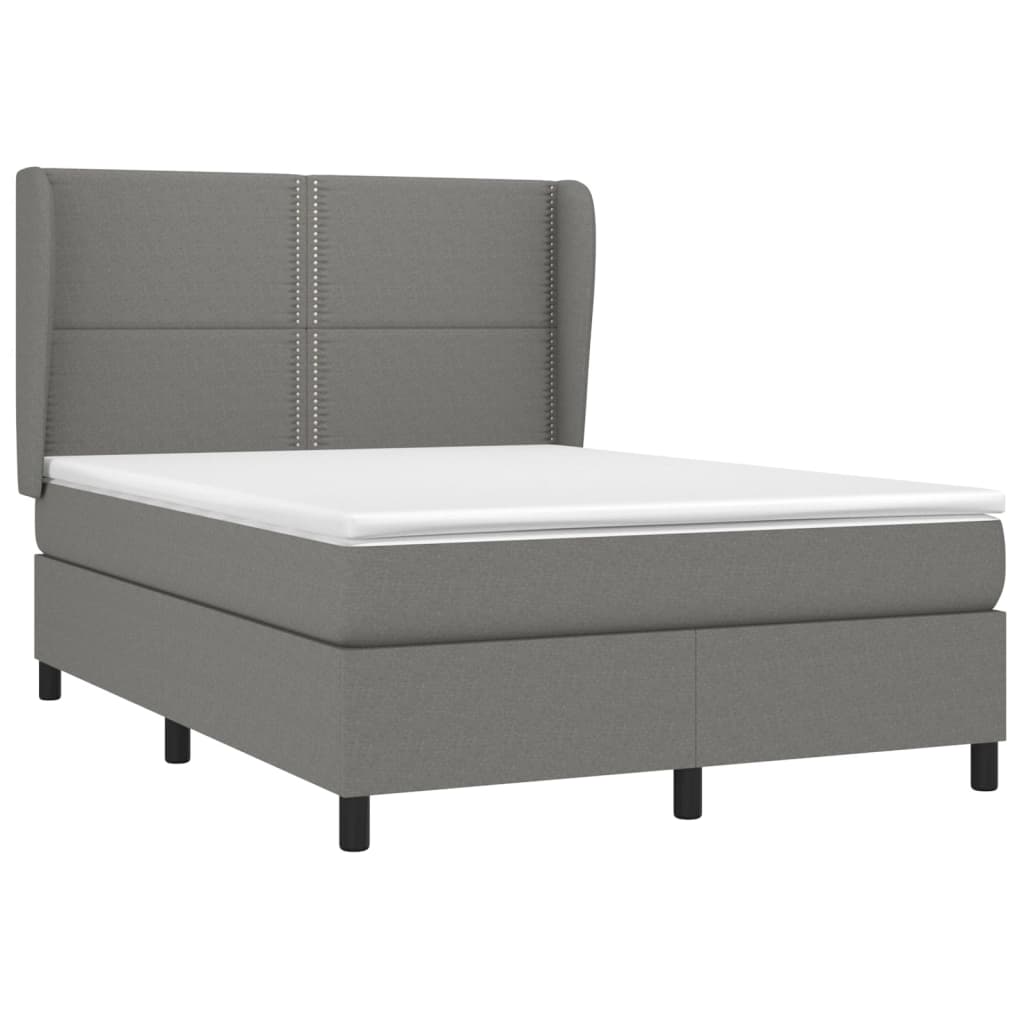 vidaXL Boxspring met matras stof donkergrijs 140x200 cm afbeelding