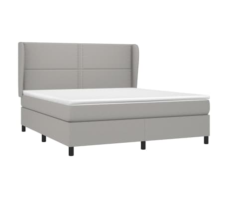 vidaXL Boxspringbett mit Matratze Hellgrau 160x200 cm Stoff