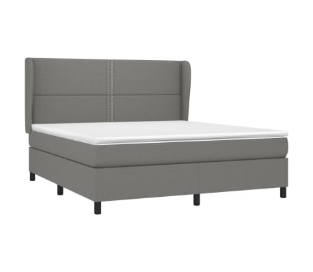vidaXL Cama box spring con colch&oacute;n tela gris oscuro 160x200 cm