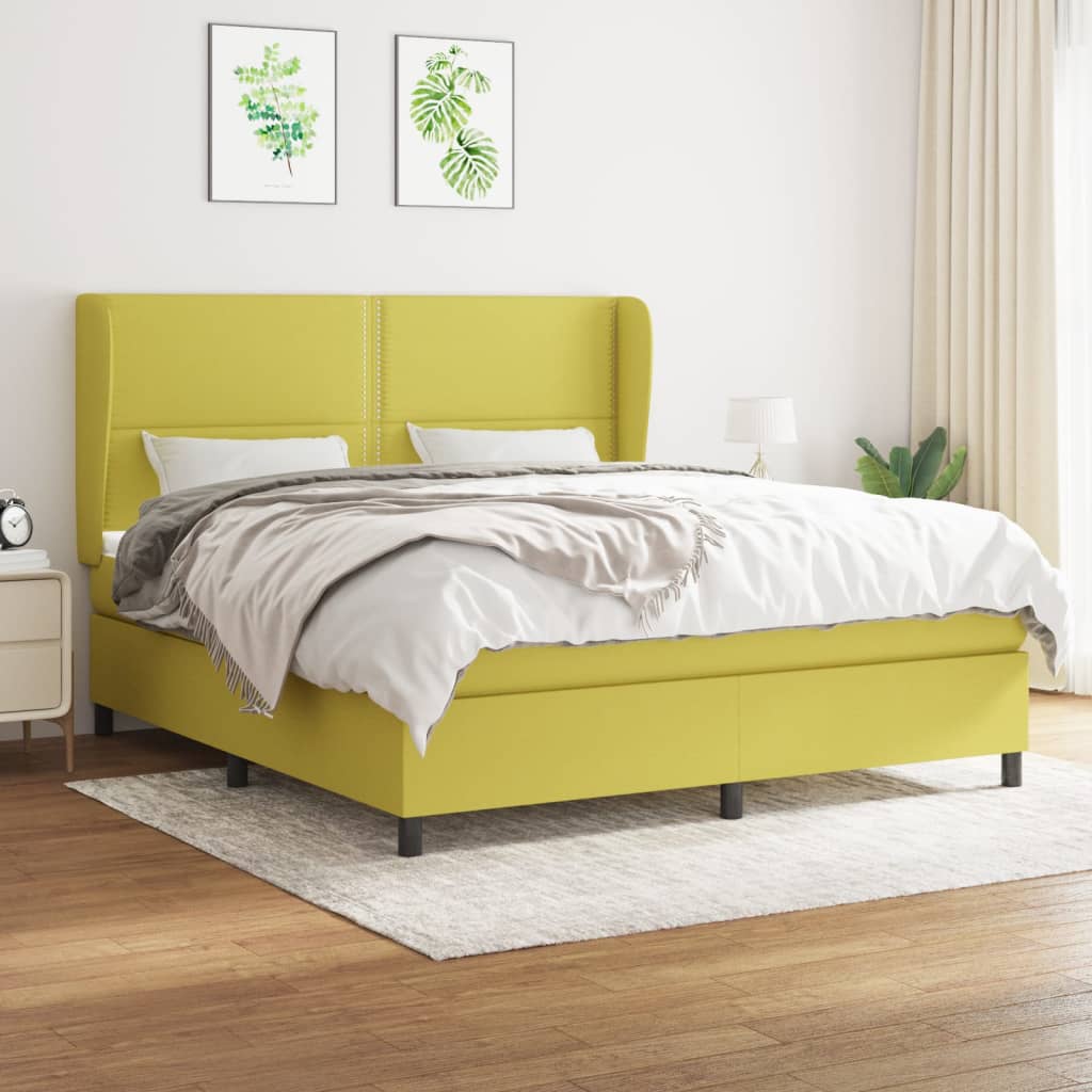 Box spring postel s matrací zelená 160 x 200 cm textil