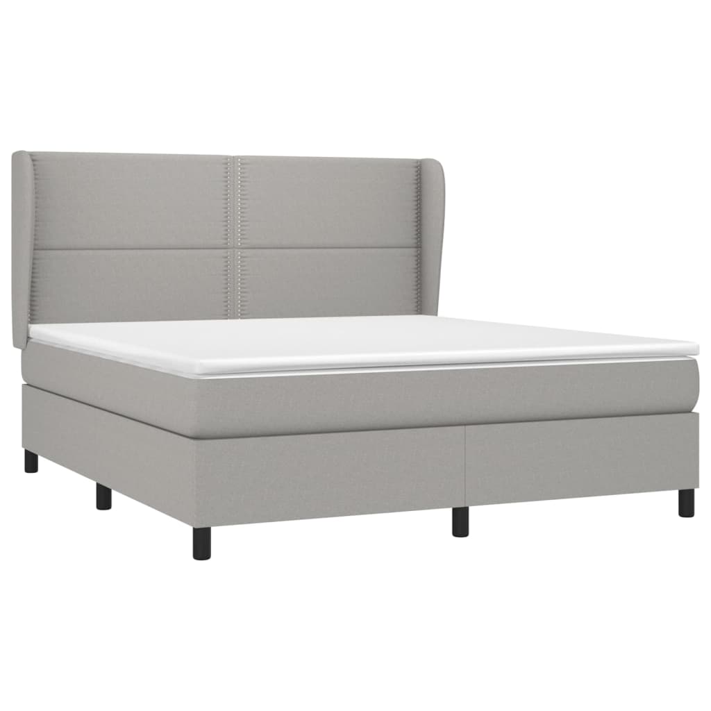 vidaXL Boxspring met matras stof lichtgrijs 180x200 cm afbeelding