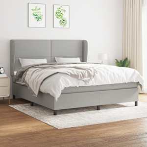 Box spring postel s matrací světle šedá 180 x 200 cm textil - obrázek 1