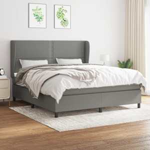 Box spring postel s matrací tmavě šedá 180x200 cm textil - obrázek 1