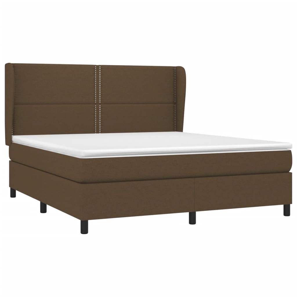 vidaXL Boxspring met matras stof donkerbruin 180x200 cm afbeelding