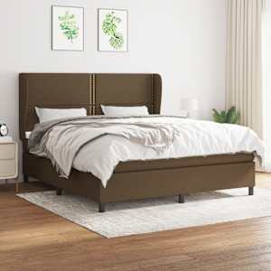 Box spring postel s matrací tmavě hnědá 180x200 cm textil - obrázek 1