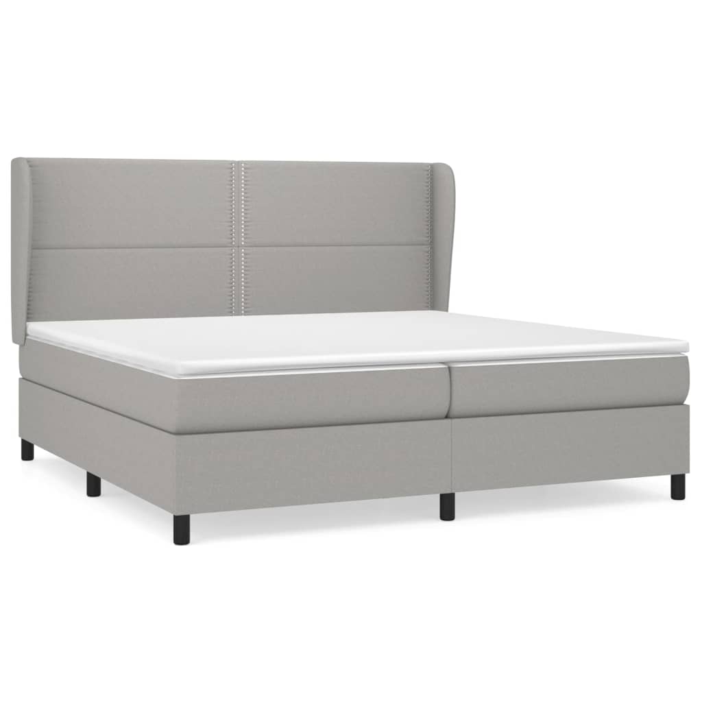 vidaXL Box spring postelja z vzmetnico svetlo siva 200x200 cm blago