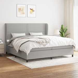 Box spring postelja z vzmetnico svetlo siva 200x200 cm blago