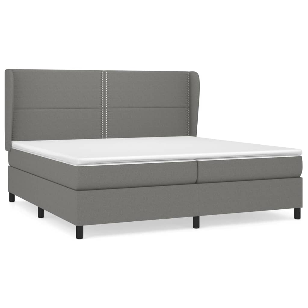 vidaXL Box spring postelja z vzmetnico temno siva 200x200 cm blago