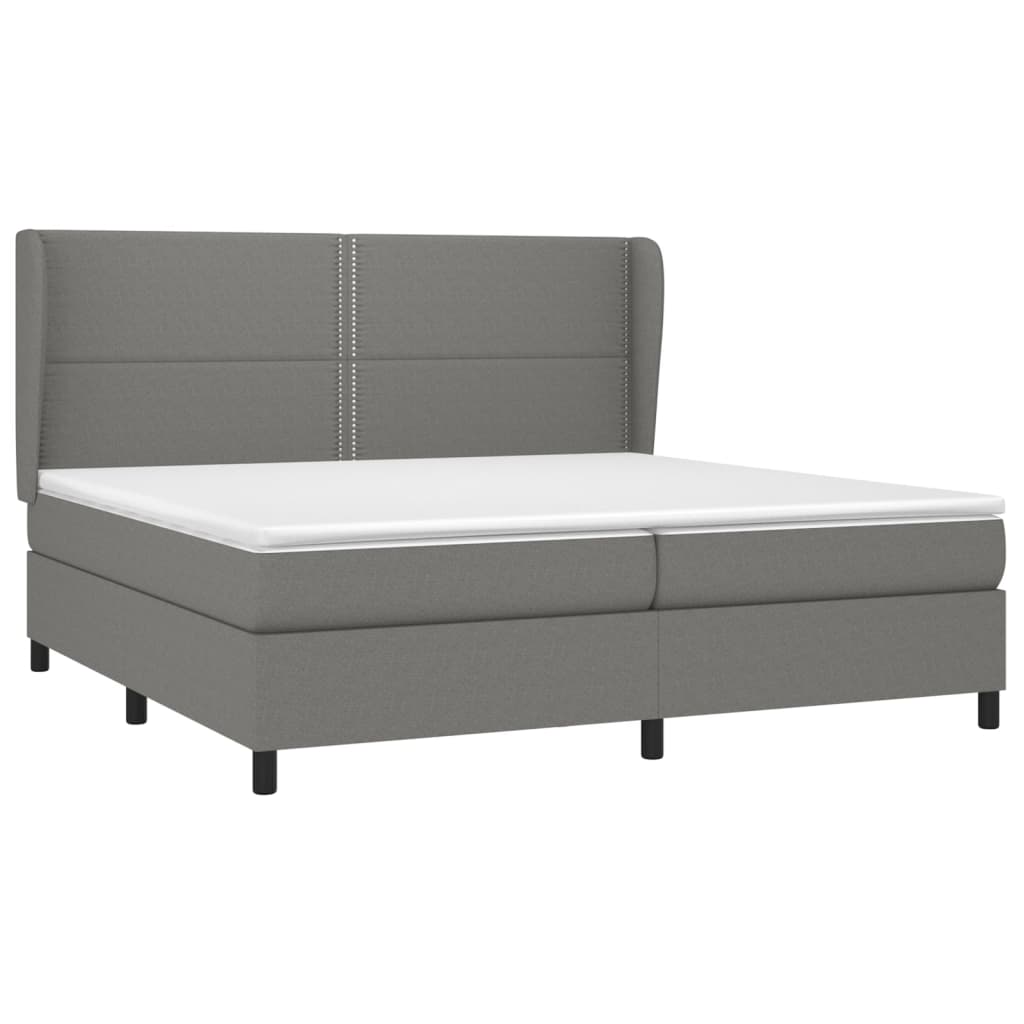 vidaXL Boxspring met matras stof donkergrijs 200x200 cm afbeelding