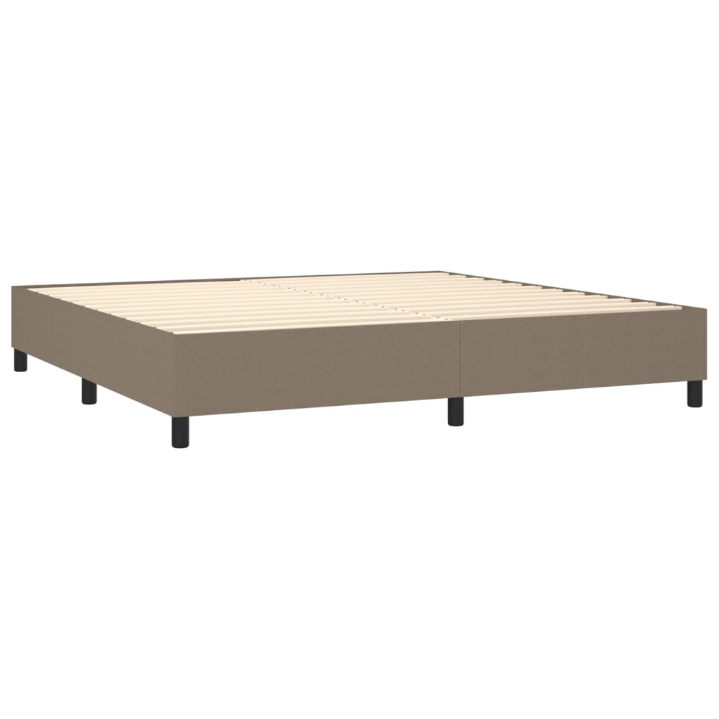 Box spring postelja z vzmetnico taupe 200x200 cm blago