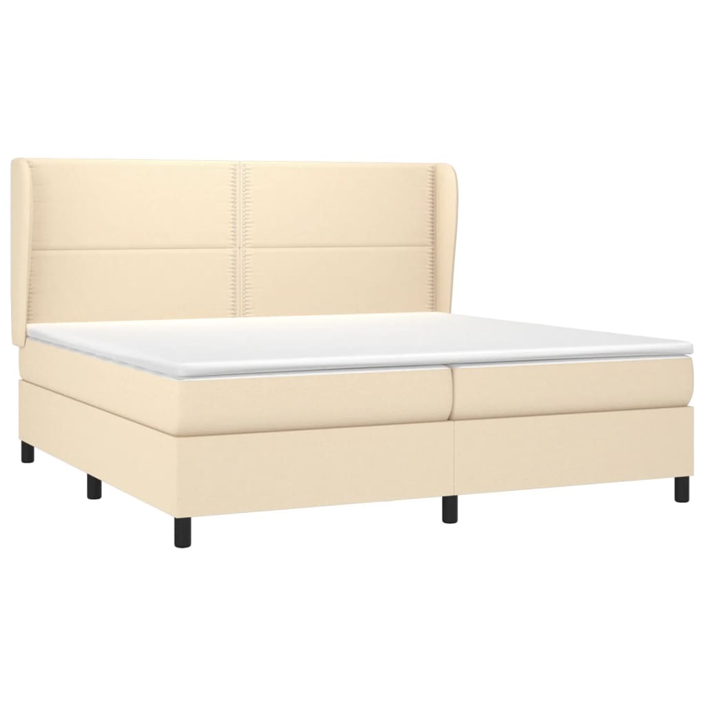 vidaXL Boxspring met matras stof crèmekleurig 200x200 cm afbeelding