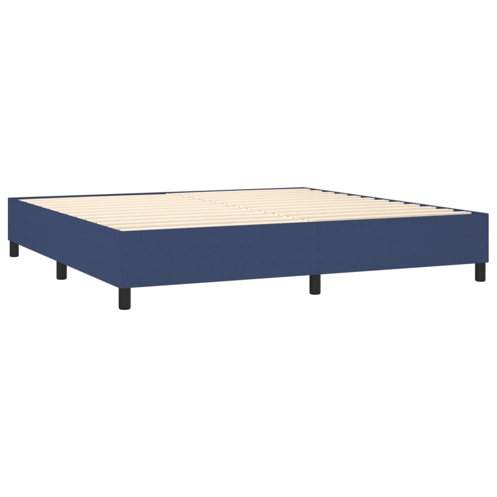 Box spring postelja z vzmetnico modra 200x200 cm blago