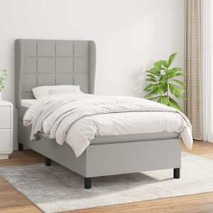 Box spring postel s matrací světle šedá 80 x 200 cm textil - obrázek 1