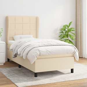 Box spring postel s matrací krémová 80 x 200 cm textil - obrázek 1
