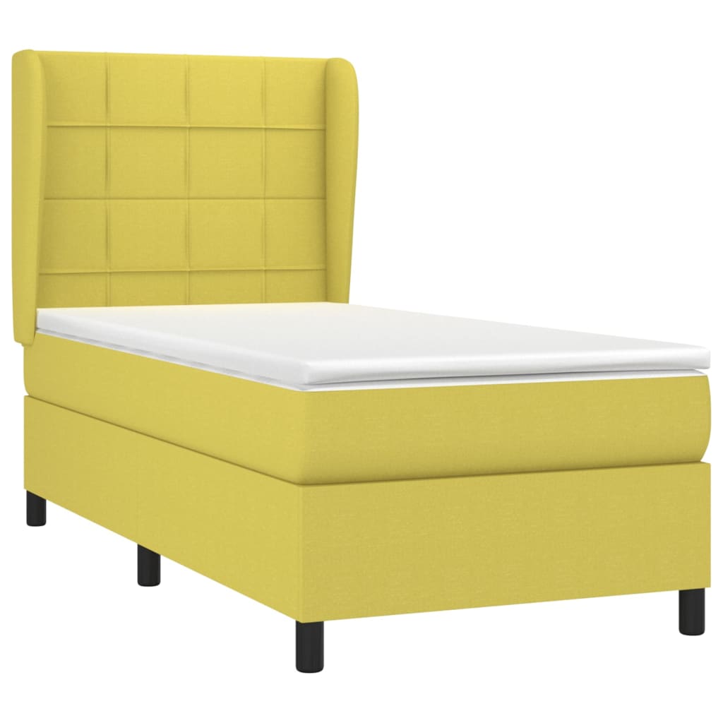 Pat box spring cu saltea, verde, 80x200 cm, textil