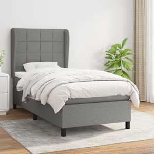 Box spring postel s matrací tmavě šedá 90x190 cm textil - obrázek 1