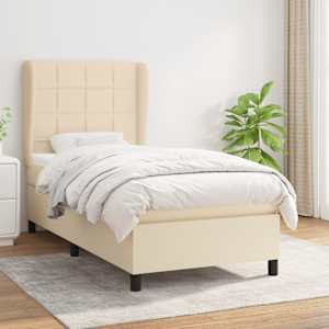 Box spring postelja z vzmetnico krem 90x200 cm blago