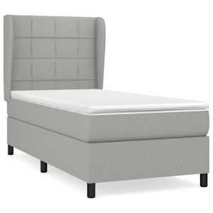 Box spring postel s matrací světle šedý 100 x 200 cm textil - obrázek 2