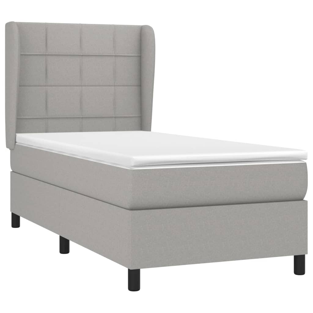 vidaXL Boxspring met matras stof lichtgrijs 100x200 cm afbeelding