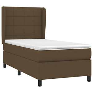 Box spring postel s matrací tmavě hnědá 100 x 200 cm textil - obrázek 3