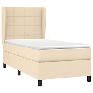 Box spring postel s matrací krémová 100 x 200 cm textil - obrázek 3