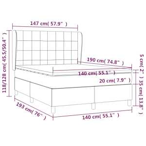 Box spring postel s matrací tmavě šedý 140 x 190 cm textil - obrázek 7
