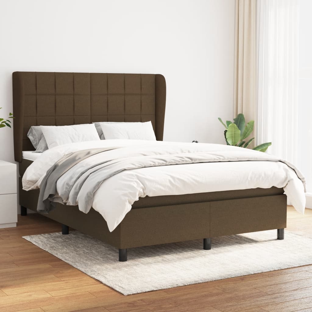 Boxspringbett mit Matratze Dunkelbraun 140×190 cm Stoff